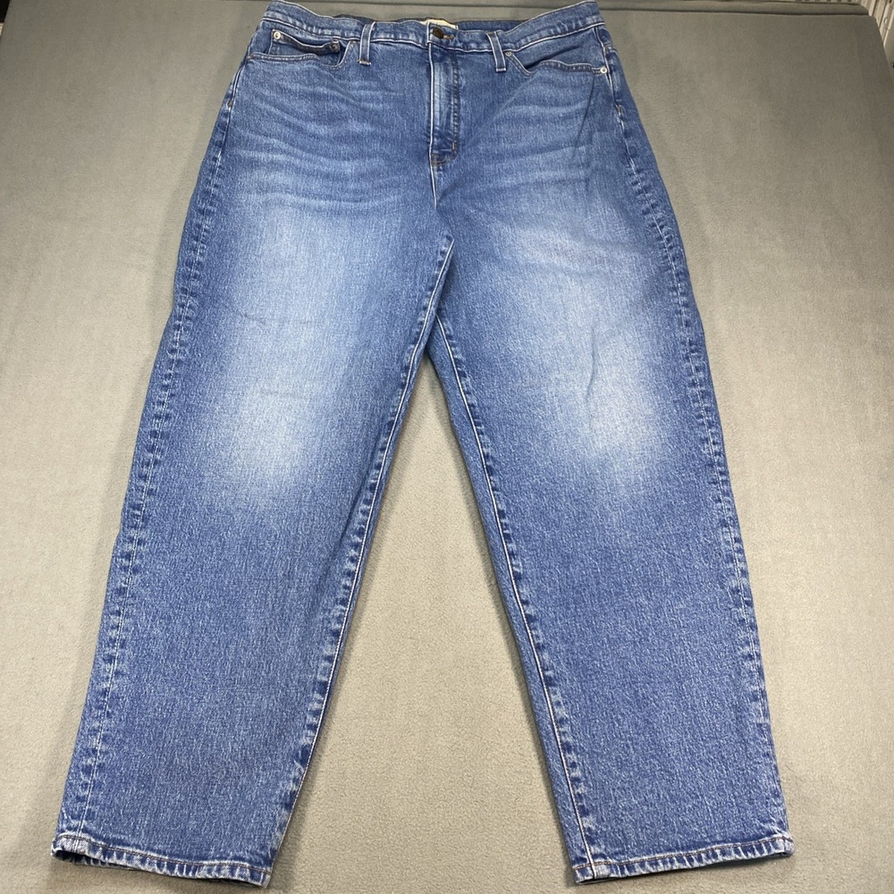 Madewell The Balloon Jeans Women 33 Tall High Rise Whiskering Tapered Leg